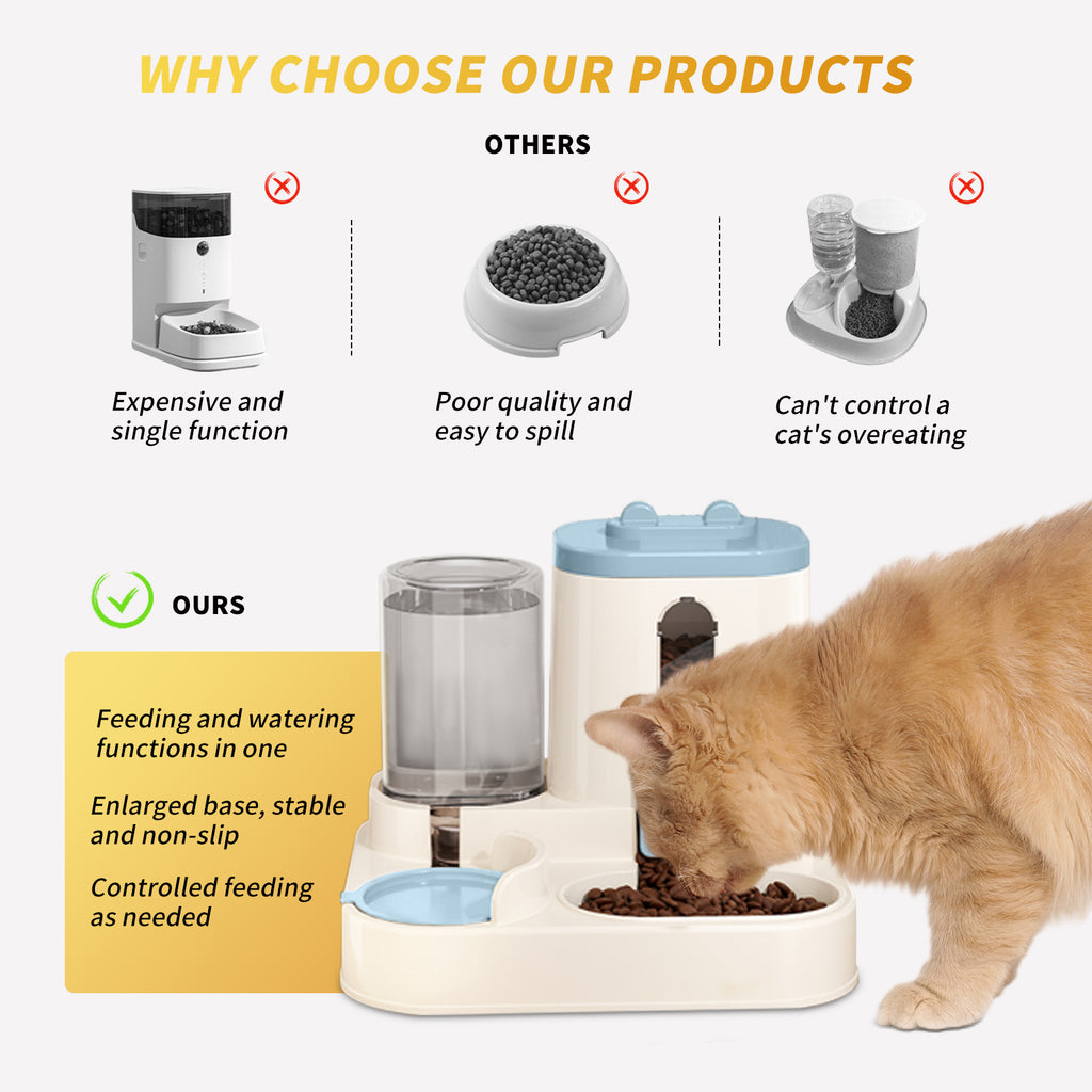 Fully Automatic Dog & Cat Food Dispenser - Integrated Water And Food Feeding System