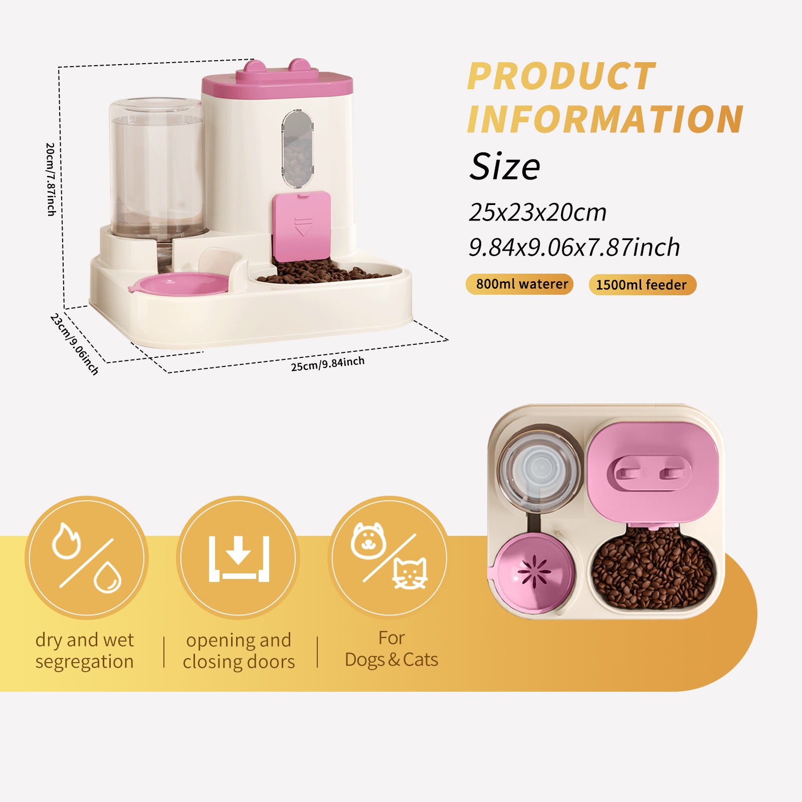Fully Automatic Dog & Cat Food Dispenser - Integrated Water And Food Feeding System